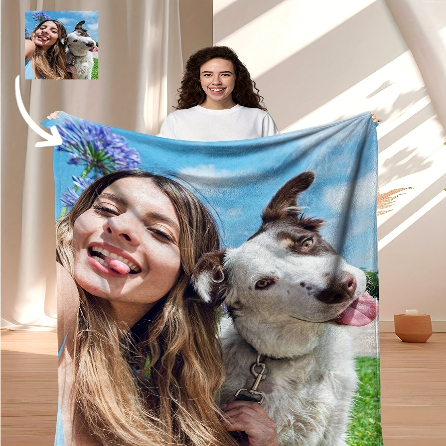 Customize your own 3D digital print photo flannel blanket with a glamorous style! Made from hypoallergenic knit fabric that is tear-resistant, lightweight, and soft to the touch. Perfect for use on the bed, sofa, as a gift, or for camping and travel.