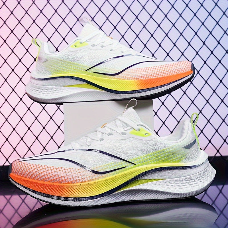 Men's lightweight running shoes with shock absorption, gradient color, and non-slip design for outdoor training.