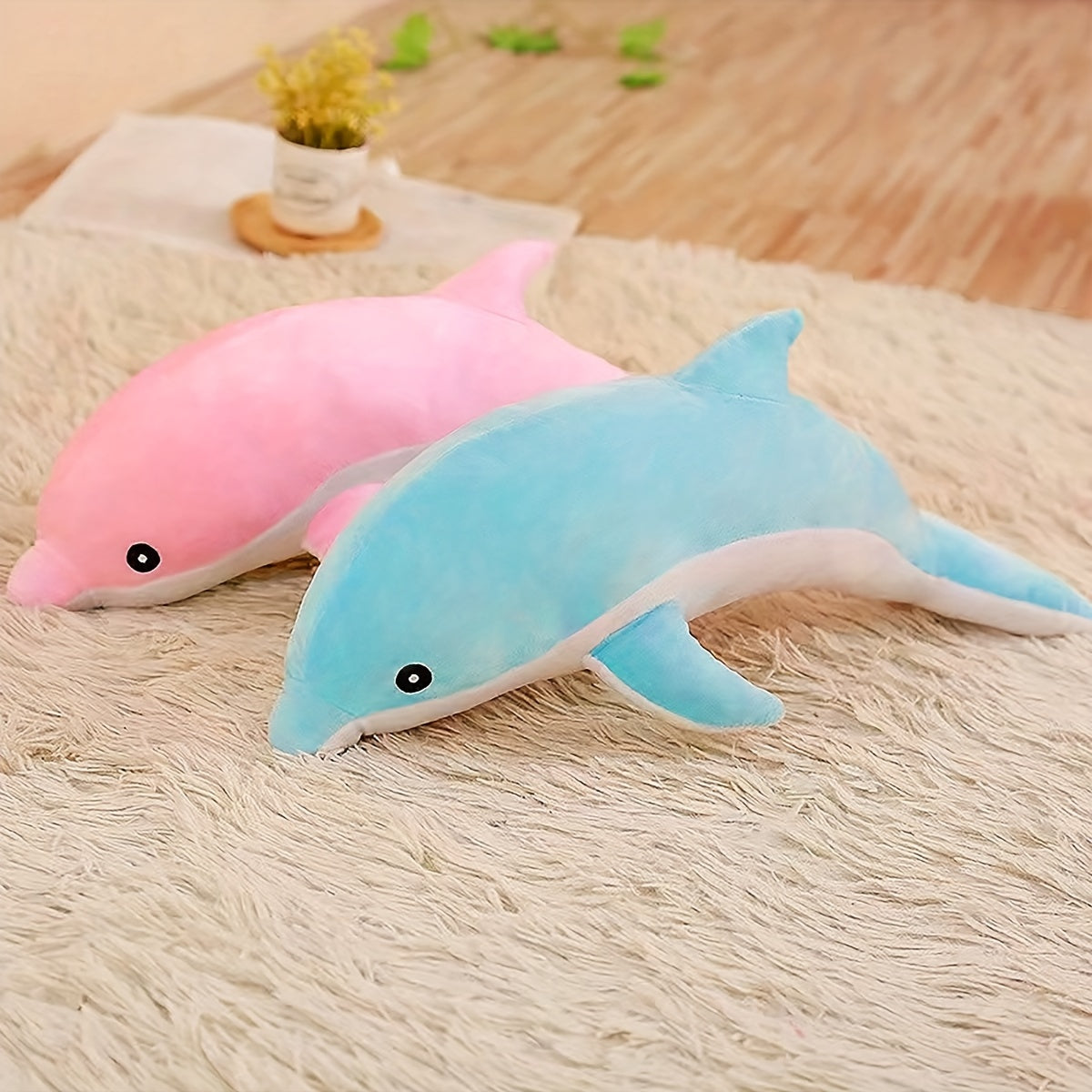 1pc Couple'S Dolphin Plush Toy - Soft, durable fabric, recommended for medium breeds, no charging or batteries needed.