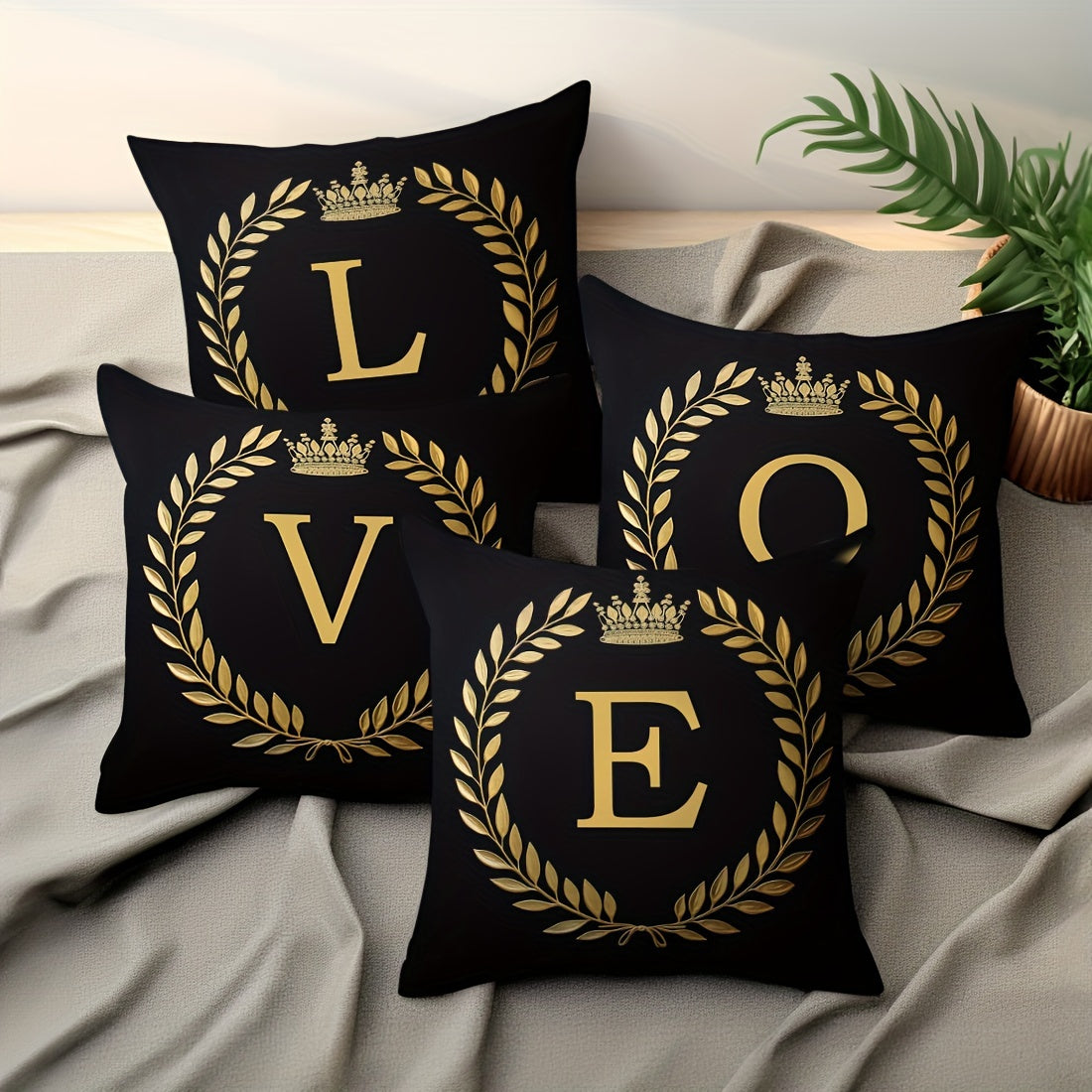 Stylish English letter print pillow cover made of soft peach skin velvet. Features zip closure and machine washable. Measures 45.72x45.72 cm, ideal for home and office decor.