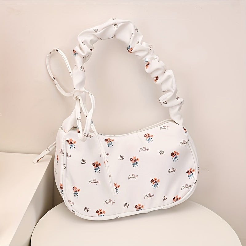 Stylish white and pink floral crossbody bag for women, suitable for daily use, travel, or as a gift.