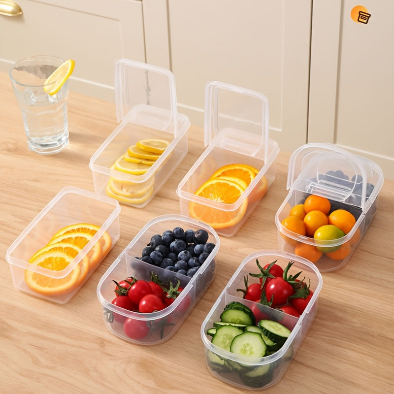 Large Capacity Food-Grade PP Storage Box with Handle - Transparent Container for Fruits & Vegetables, Ideal for Refrigerator Use| Sleek and Clear Visibility Storage Solution for Fresh-Keeping Food