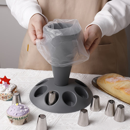 1 dona Piping Bag va Tips Holder tort bezash, pishirish asboblari va uy oshxona aksessuarlari uchun