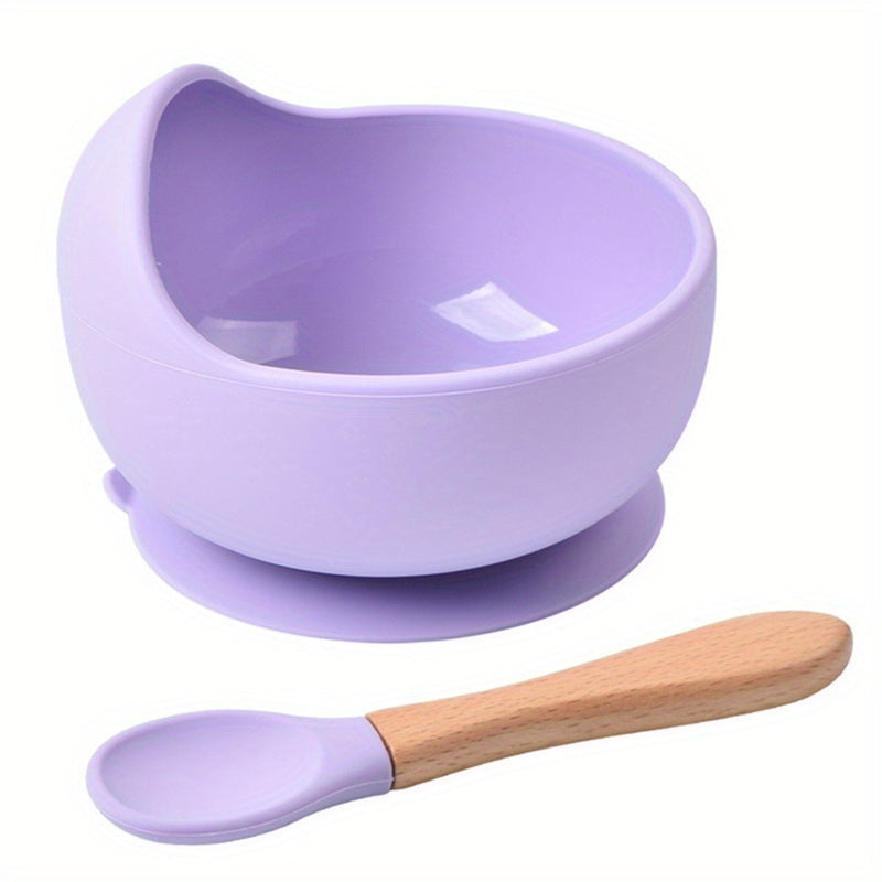 Baby Feeding Bowl and Spoon Set - This set includes a silicone baby bowl with suction cup, a wooden spoon, and a silicone suction base to prevent slipping. Perfect for toddlers, boys, and girls, this non-slip feeding kit is an ideal gift for Halloween