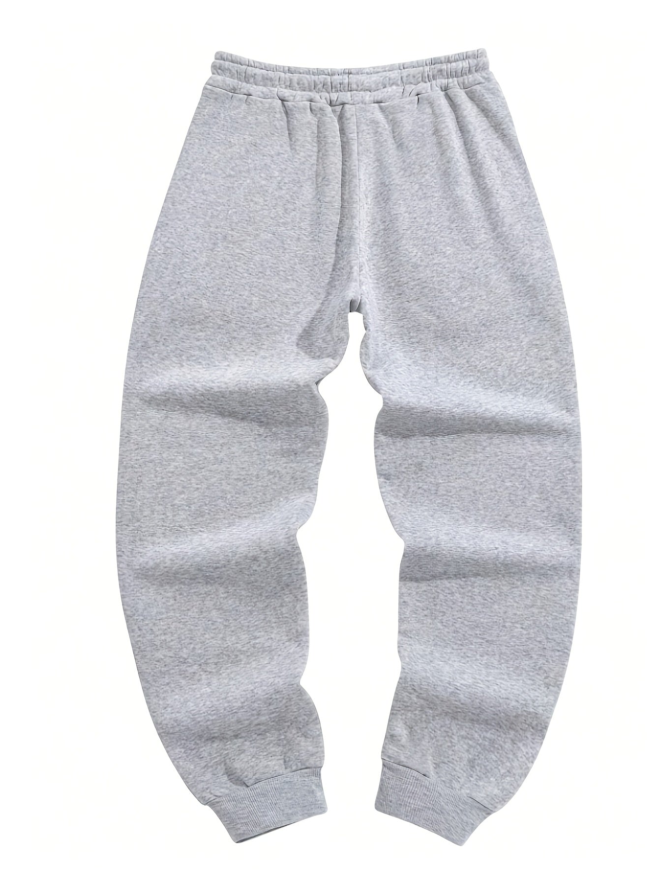 Casual men's sweatpants with letter print, made of polyester knit fabric with stretch. Regular fit with drawstring waist, comfortable for fall/winter.