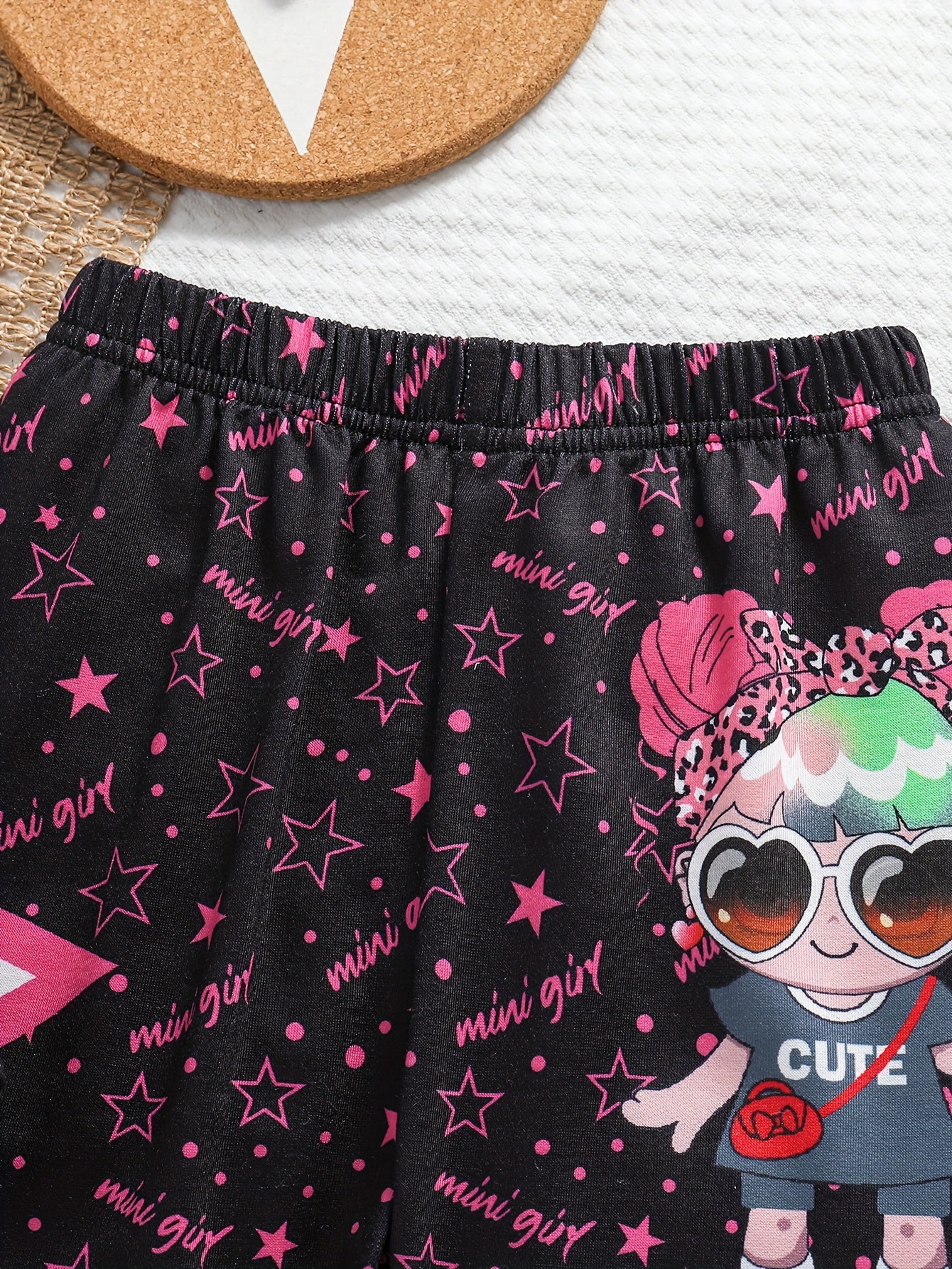 2pc Mini Girl Graphic Outfits: Hoodies + Jogger Pants