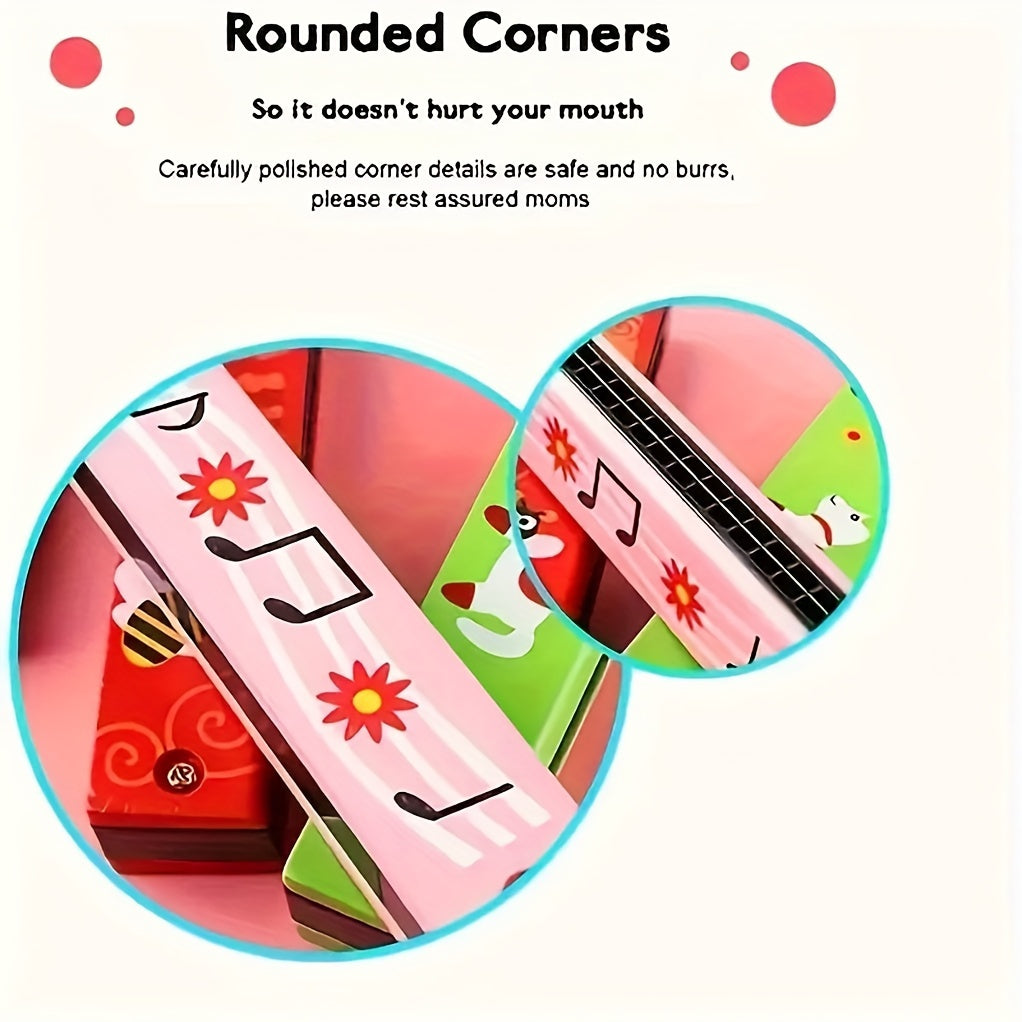 12 Styles Cartoon Harmonica for Kids and Adult Beginners, Lightweight with Double Row of 16 Holes