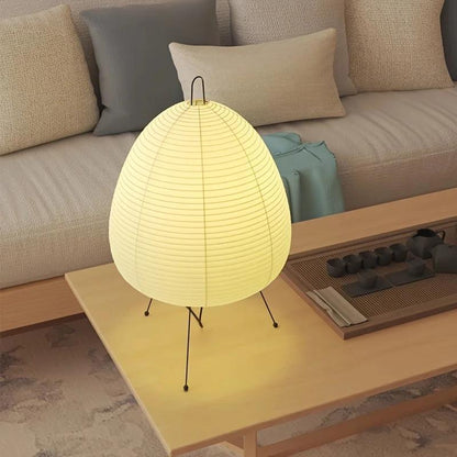 Stylish LED Japanese lantern table lamp with warm yellow light, ideal for various rooms and settings, USB powered with button control, perfect for bedroom decor.