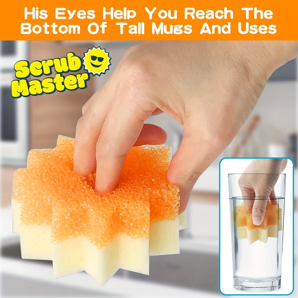 Get the ultimate cleaning tool with the 1 Pack Home Times Scrub Master Color Sponge. This BPA-free multipurpose dish sponge is scratch-free and made from polymer foam, making it stain and odor resistant. Perfect for cleaning in the kitchen, office desk