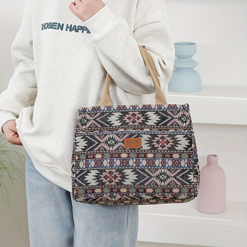 New products including thick knitted jacquard fabric handbags, tote bags, convenient shopping bags, storage bags for moms on the go, women's bags, cloth bags, unisex and ethnic style square