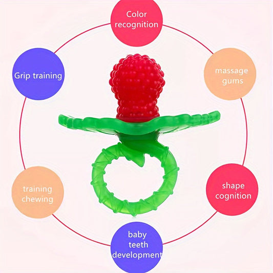 Silicone Teething Toy for Kids, Free of BPA - Designed for Easy Grip, Shaped like Fruit to Stimulate Appetite, Ideal Gift for Children - Comes in White, Purple, Red, and Yellow