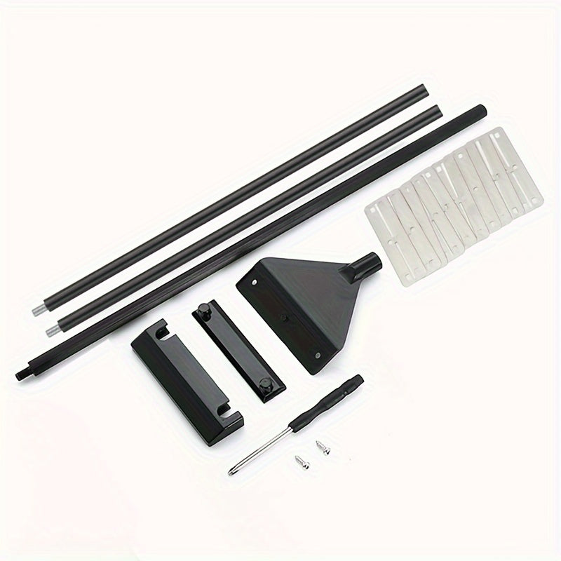 Algae scraper set for glass aquariums includes brush and net, made of durable stainless steel/aluminum alloy in various sizes.