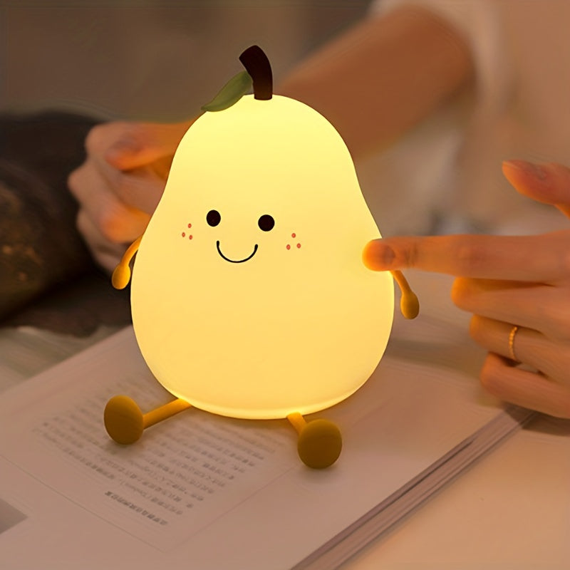 1pc Cute Pear Shaped Silicone Night Light, USB Charging, 7 Color Modes, Perfect for Any Room or as a Gift.