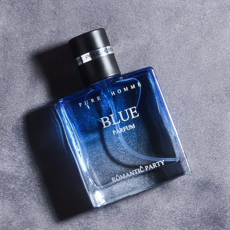 Men's cologne "Homme Parfum" in "Sunshine" Blue and "Confident" Black, with long-lasting light scent and ocean & woody fragrance notes for a charming gentleman's aroma.