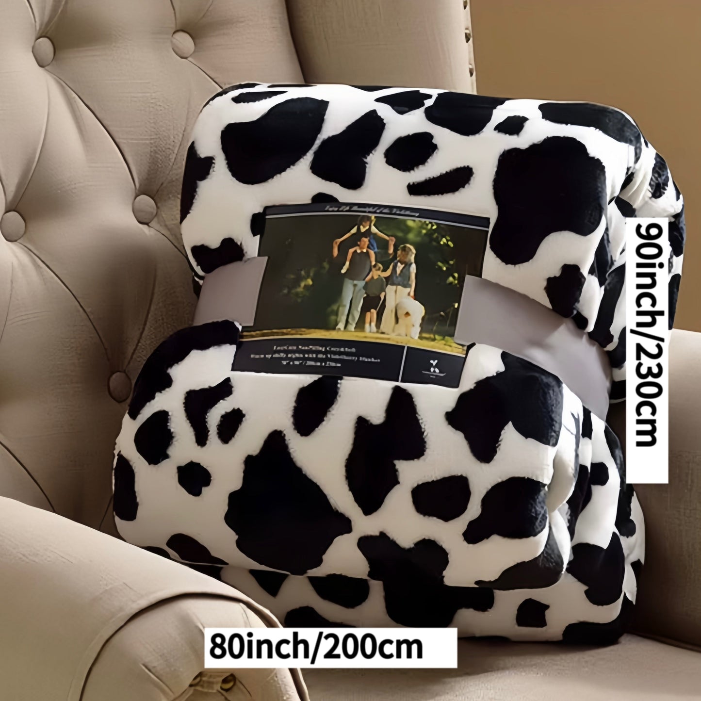 Get cozy with this Cow Printed Flannel Blanket - the perfect gift for a loved one. This double-sided blanket is warm and soft, ideal for snuggling up on the couch, bed, or sofa. It's also great for staying warm while traveling or using as an air