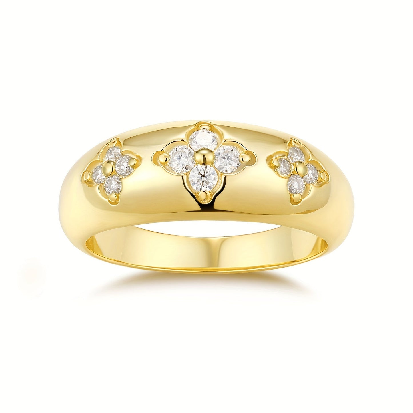 Stunning 18K Gold Plated 925 Sterling Silver Ring adorned with Sparkling Moissanite Stones, Universally Adjustable for Everyday Wear and Celebratory Events, Perfect for Valentine's Day, Engagements, Weddings, Anniversaries, or Birthdays.