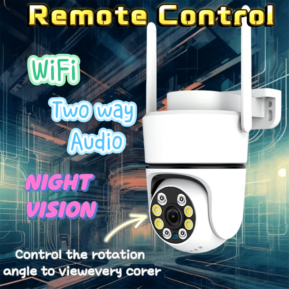 Introducing the YIIYRY Outdoor WiFi Security Camera - Experience wireless 1080p surveillance with night vision, two-way audio, PTZ rotation, USB powered design. Made of durable ABS material, this camera offers optional cloud storage and is compatible