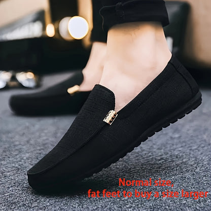 Zhenyuezu Men's Canvas Loafers: Breathable, Non-Slip, Durable Slip-On Shoes for All Seasons, Comfortable.