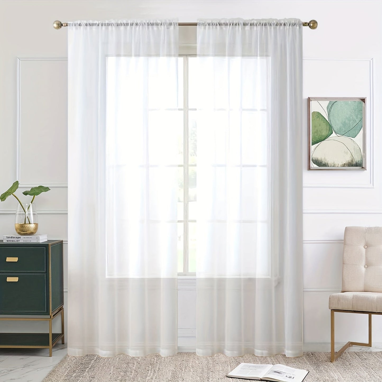 Add a touch of elegance to your kitchen, bedroom, or living room with this single panel sheer curtain. Perfect for letting in natural light while still providing privacy. Features a rod pocket design for easy hanging. Enhance your home decor with this