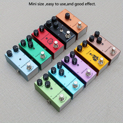 Professional single block guitar effects including distortion, overdrive, delay, tremolo, and chorus. Powered by a DC 9V adapter (not included).