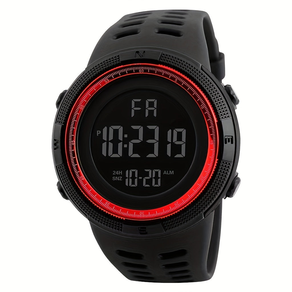 A versatile and stylish outdoor sports watch for men, featuring multiple functions and a luminous display.