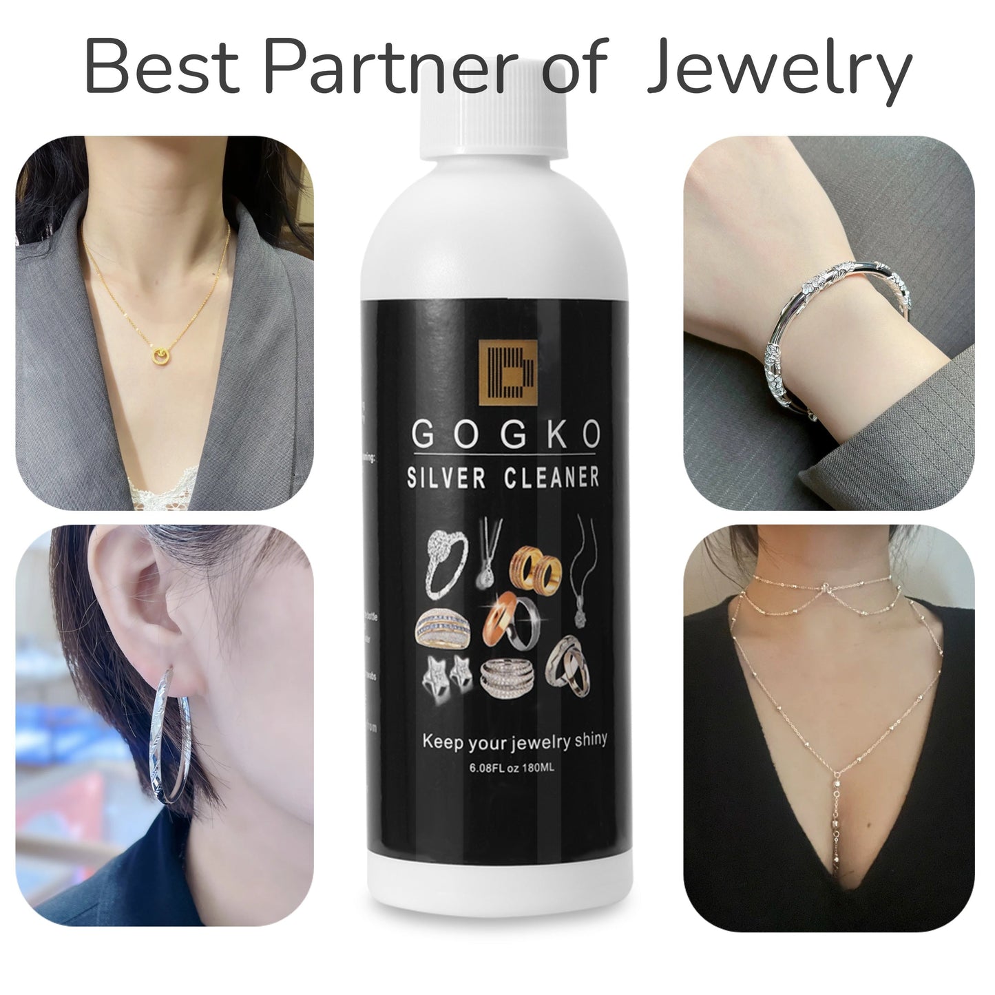 High-Quality Golden & Silvery Polishing Cleaner, 180ml - Effectively Removes Oxidation from Sterling Jewelry and Accessories