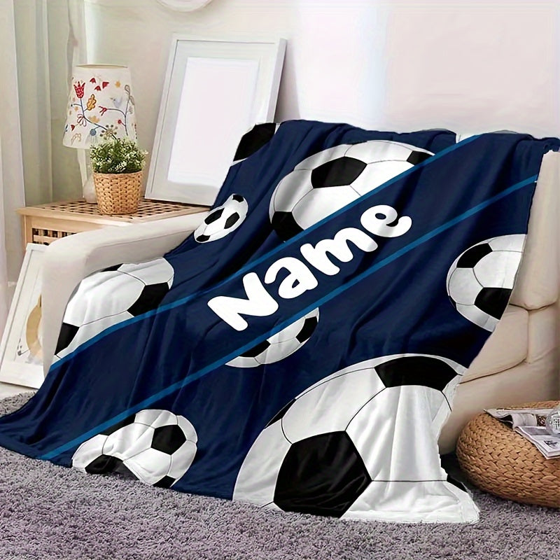 Personalized Football Print Flannel Throw Blanket - Cozy, Soft, and Customizable for Couch, Bed, Travel, Camping, Living Room, or Office - Easy to Clean, Perfect for All Seasons