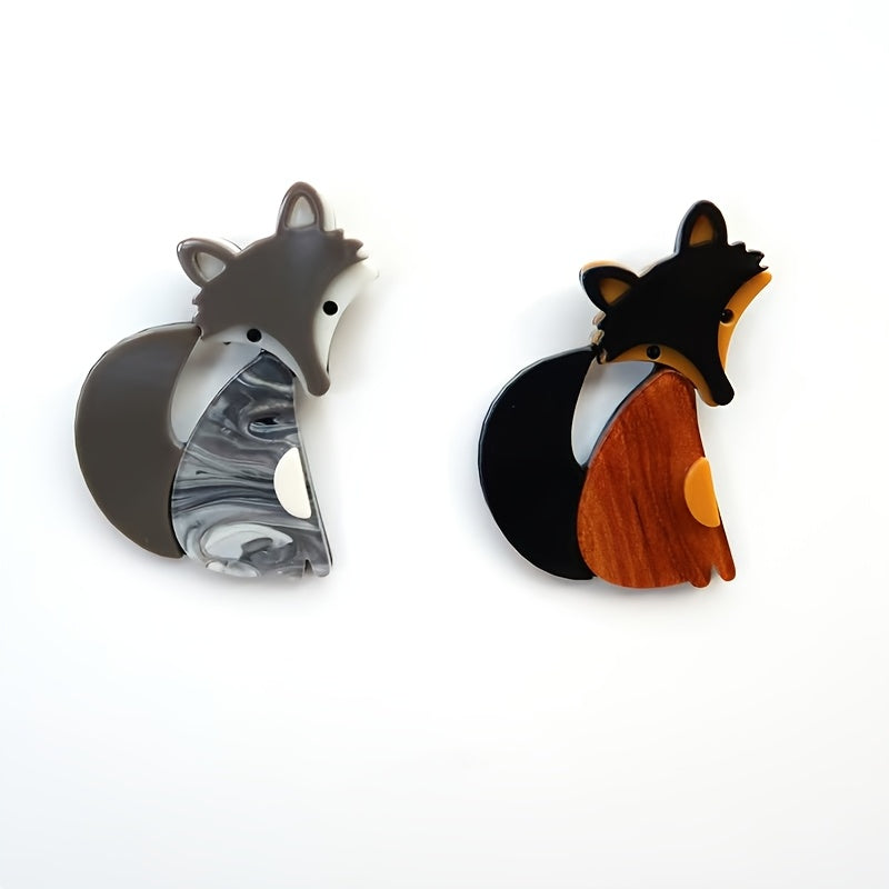 Adorable Fox Acrylic Brooch Pin - Cartoon Animal Design, Stylish Fox Shape, Lapel Badge for Fashionable Clothing Accessories