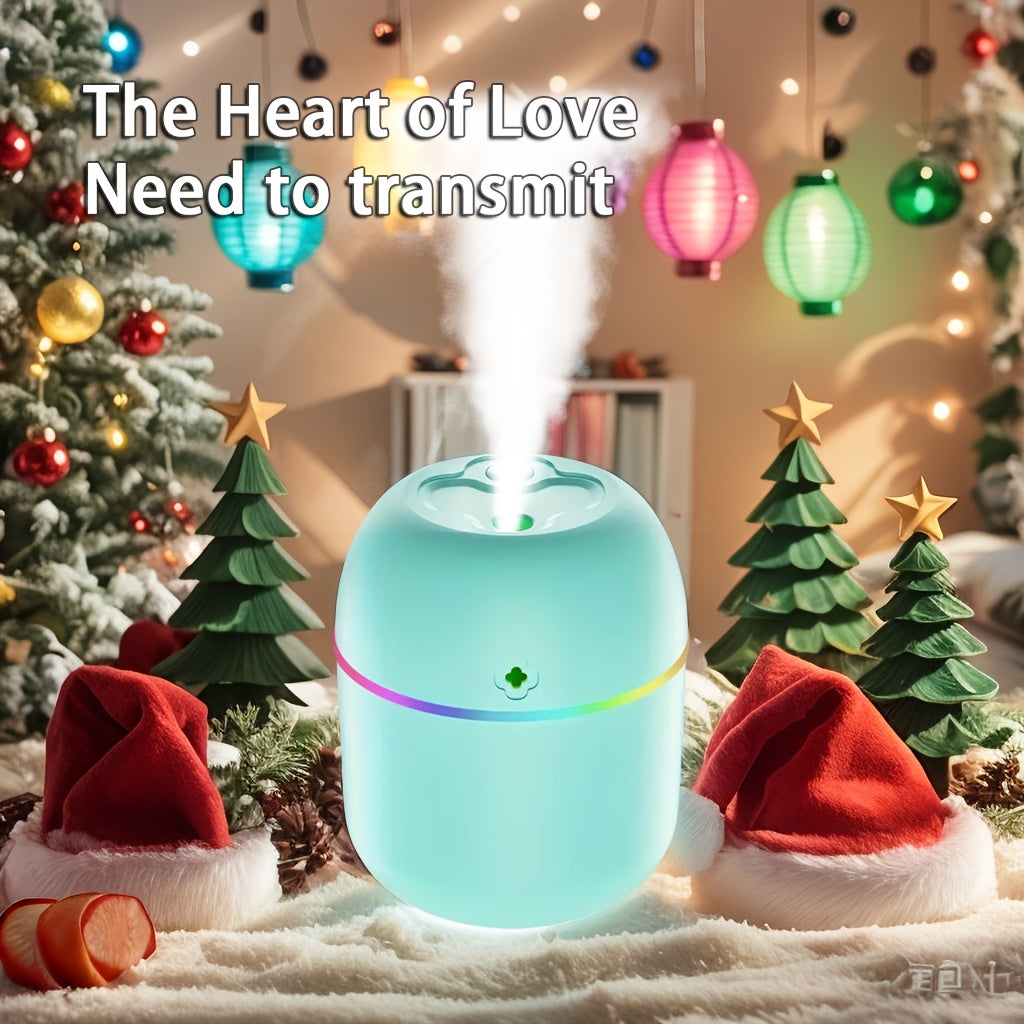 Portable USB aromatherapy humidifier with colorful lamp for bedroom, living room, office, and car. Operates at ≤36V without the need for batteries.