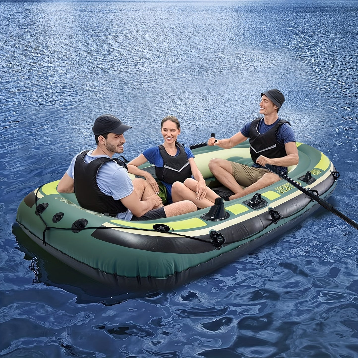 Durable PVC Inflatable Fishing Kayak Series with High-Output Pump, Luxury Paddle, Steering Rudder, Ideal for Various Bodies of Water.