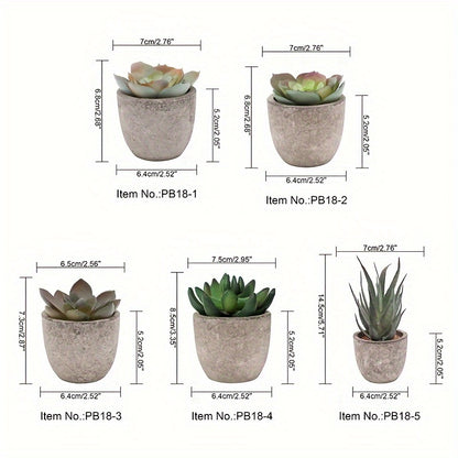 5 cross-border hot selling simulation succulent potted plants in paper pulp pots, bonsai desktop small ornament set.