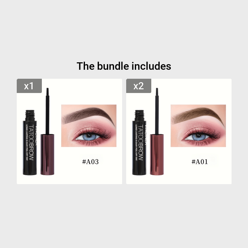 Long-lasting black/brown waterproof eyebrow gel with semi-permanent dye.