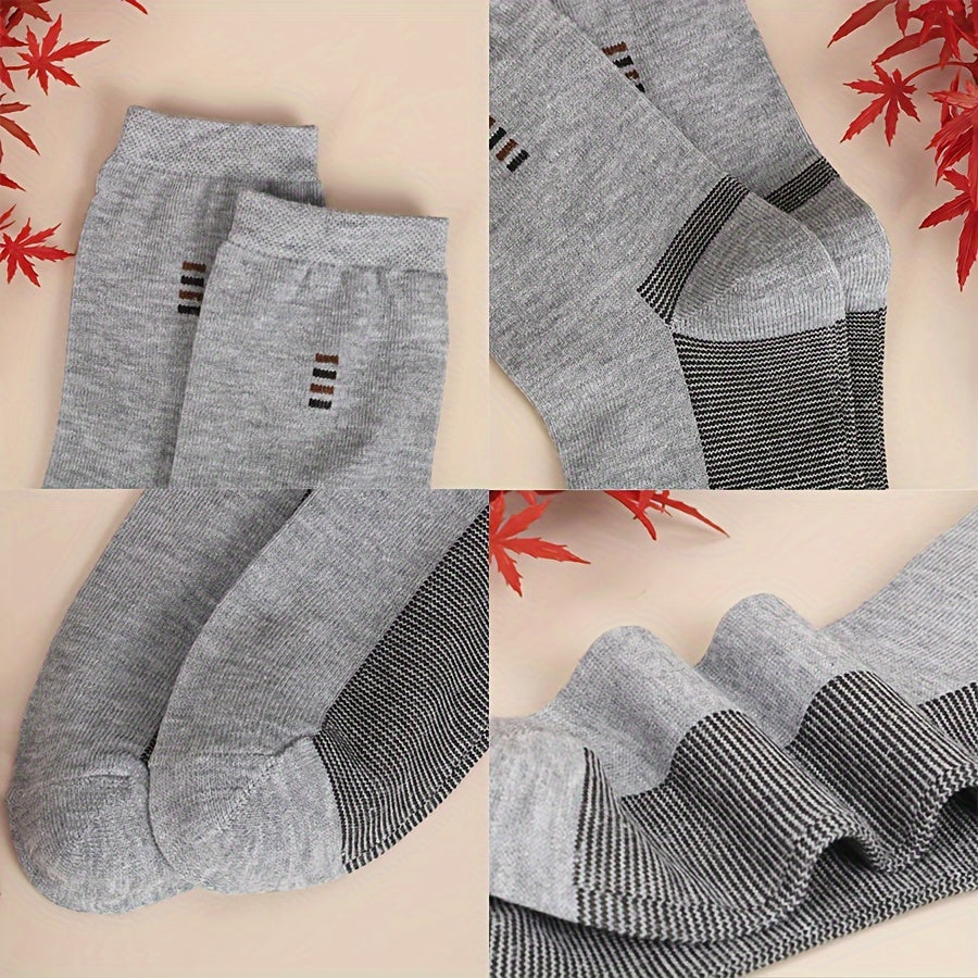 5 Pairs of Men's Classic Crew Socks, Breathable and Comfortable for All Seasons