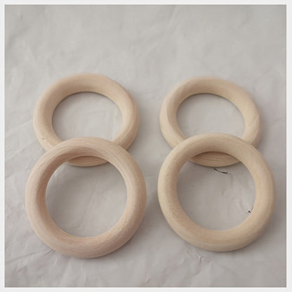 Set of 24 5cm/1.97inch Natural Wood Rings for Crafting, Macrame, and DIY Projects. Unpainted Wooden Rings for Jewelry Making and Pendant Connectors