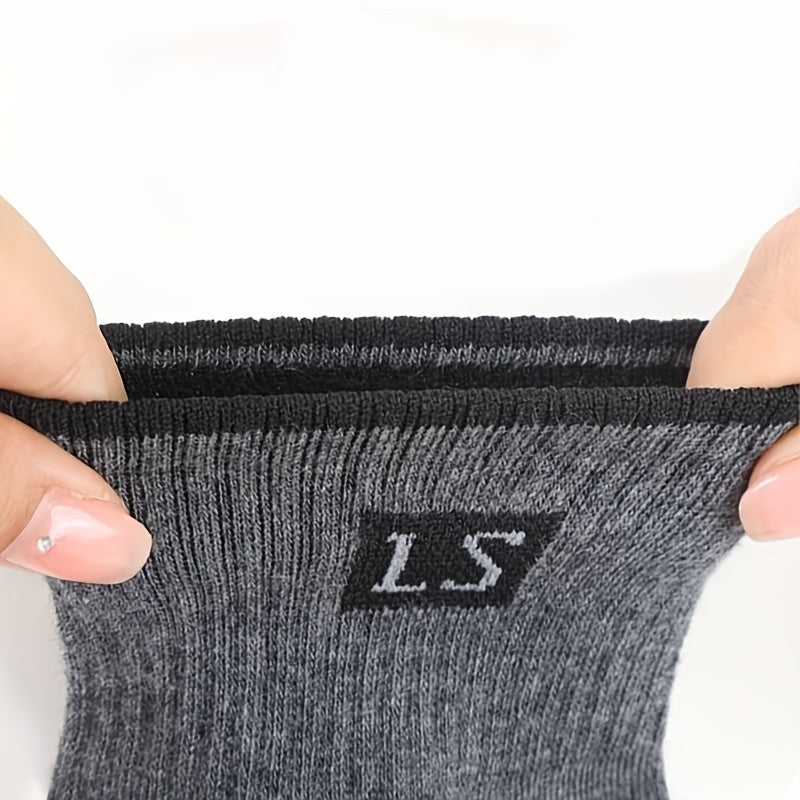 5 pairs of men's striped thermal crew socks