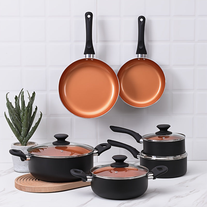 Nonstick Cookware Set with 15 Pieces - Includes Soup, Milk, and Frying Pans - Ideal for Gifting and Family Gatherings