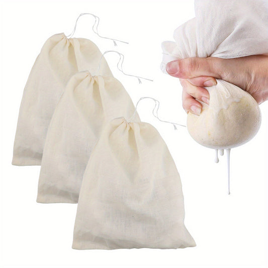 Set of 5 Nut Milk Bags with Drawstrings, Reusable Fine Mesh Filters, Perfect for Kitchen Use