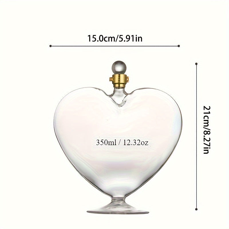 Stylish heart-shaped glass wine decanter, ideal for Valentine's Day and holiday gifts.