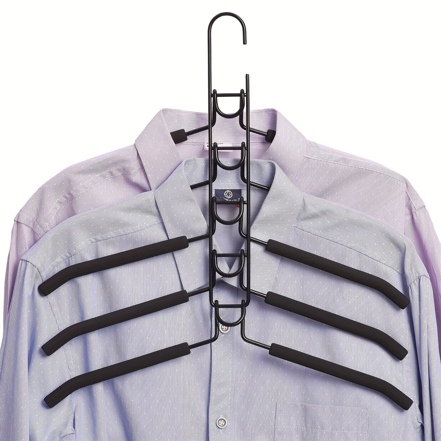 Detachable Clothing Hanger with 5 Tiers, Organize Your Wardrobe with this Space-Saving Metal Organizer, Features a Polished Finish, Perfect for Hanging Multiple Layers of Clothing in Your Home or Dorm Room.