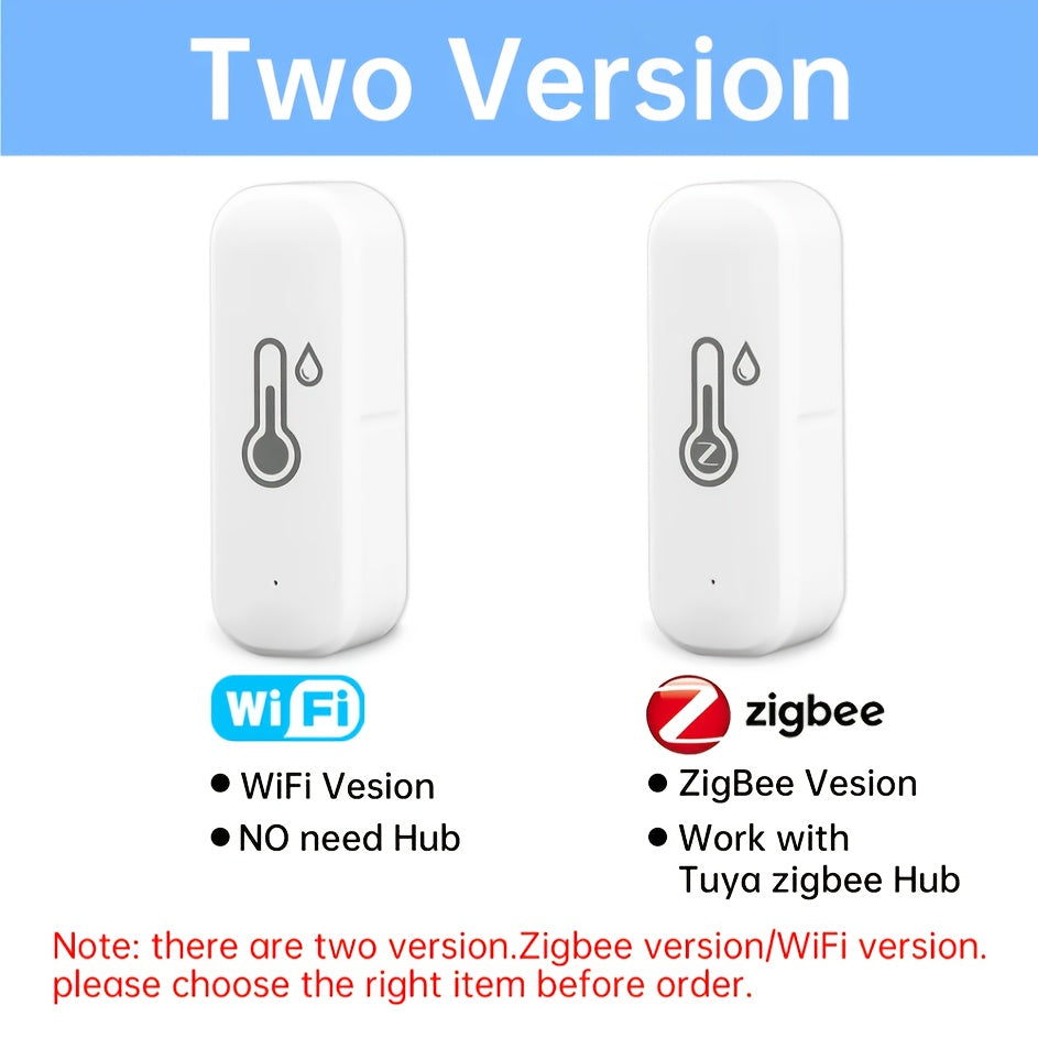 Smart sensor for detecting temperature and humidity changes, connects to WiFi/ZigBee protocol for app control of air conditioner and humidifier. Can be operated remotely via mobile phone