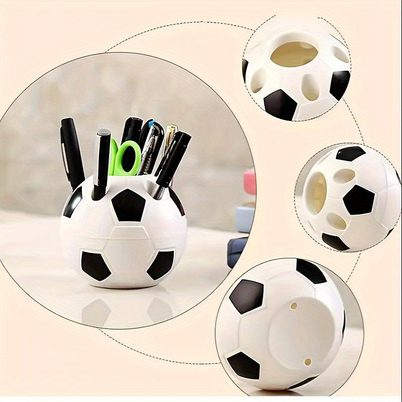 Soccer ball desk organizer - lightweight pen holder for office use.