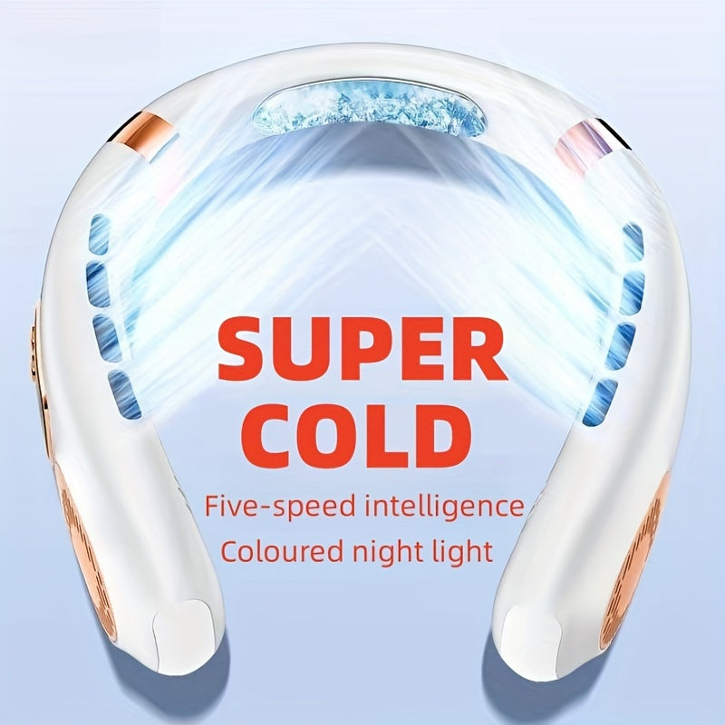 The JKUOO Portable Neck Fan is a convenient and versatile option for staying cool on-the-go. With an LED display, USB rechargeability, 5-speed settings, and a colorful night light feature, this fan is perfect for use at home, in the office, during