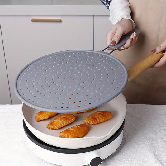 Stainless Steel Splatter Screen with Silicone Mesh - Round Oil Filter for Frying Pan, Essential Kitchen Tool