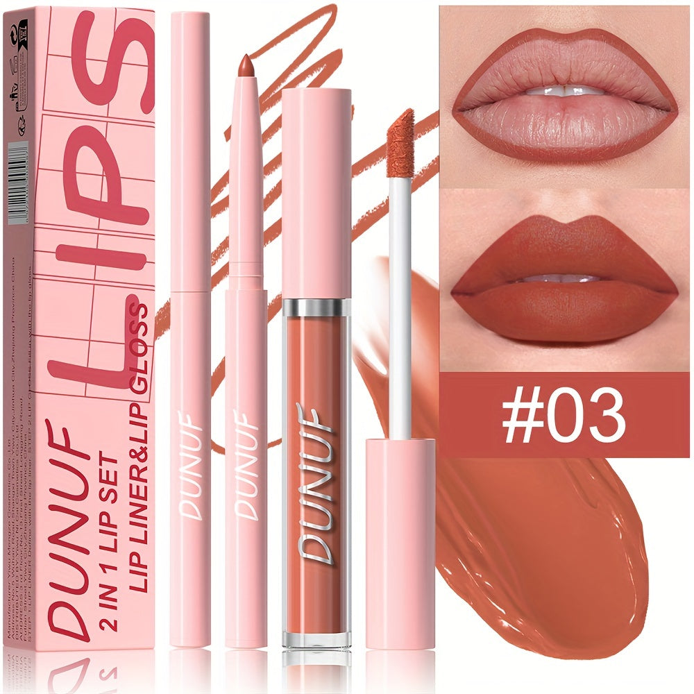 Matte lip gloss lip liner set that is durable, waterproof, sweat-resistant, and easy to color.