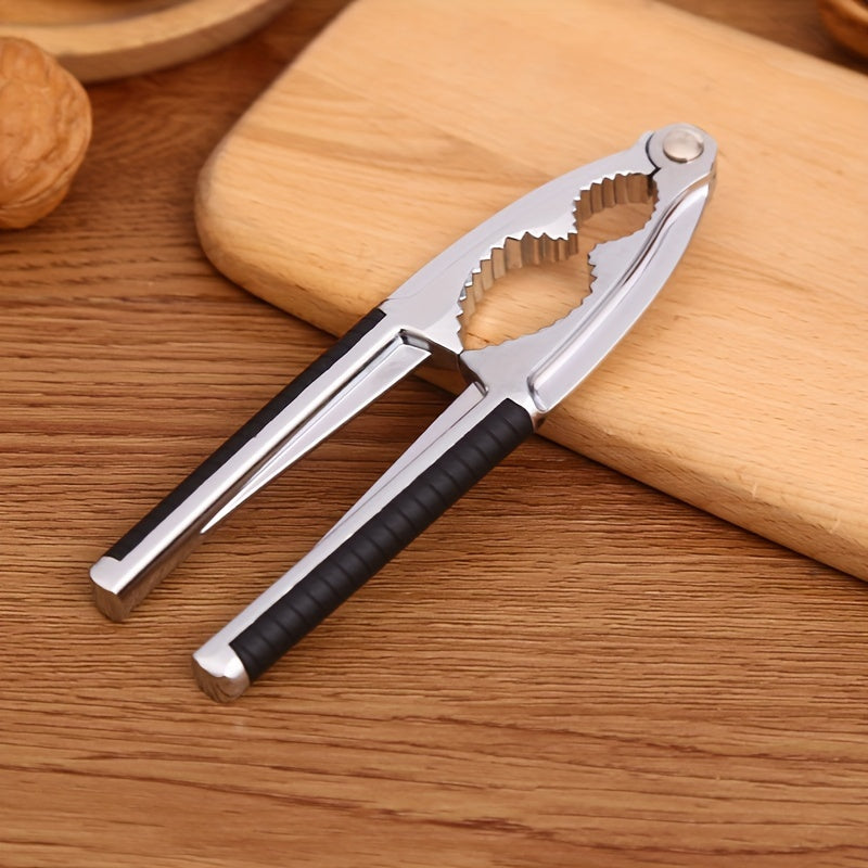 1 piece of Nutcracker made of metal that is reusable and can be used for peeling nuts. It is a creative tool for opening walnuts and can be used in the kitchen. This household nut opener plier is a useful tool for cracking nuts and is a must-have kitchen