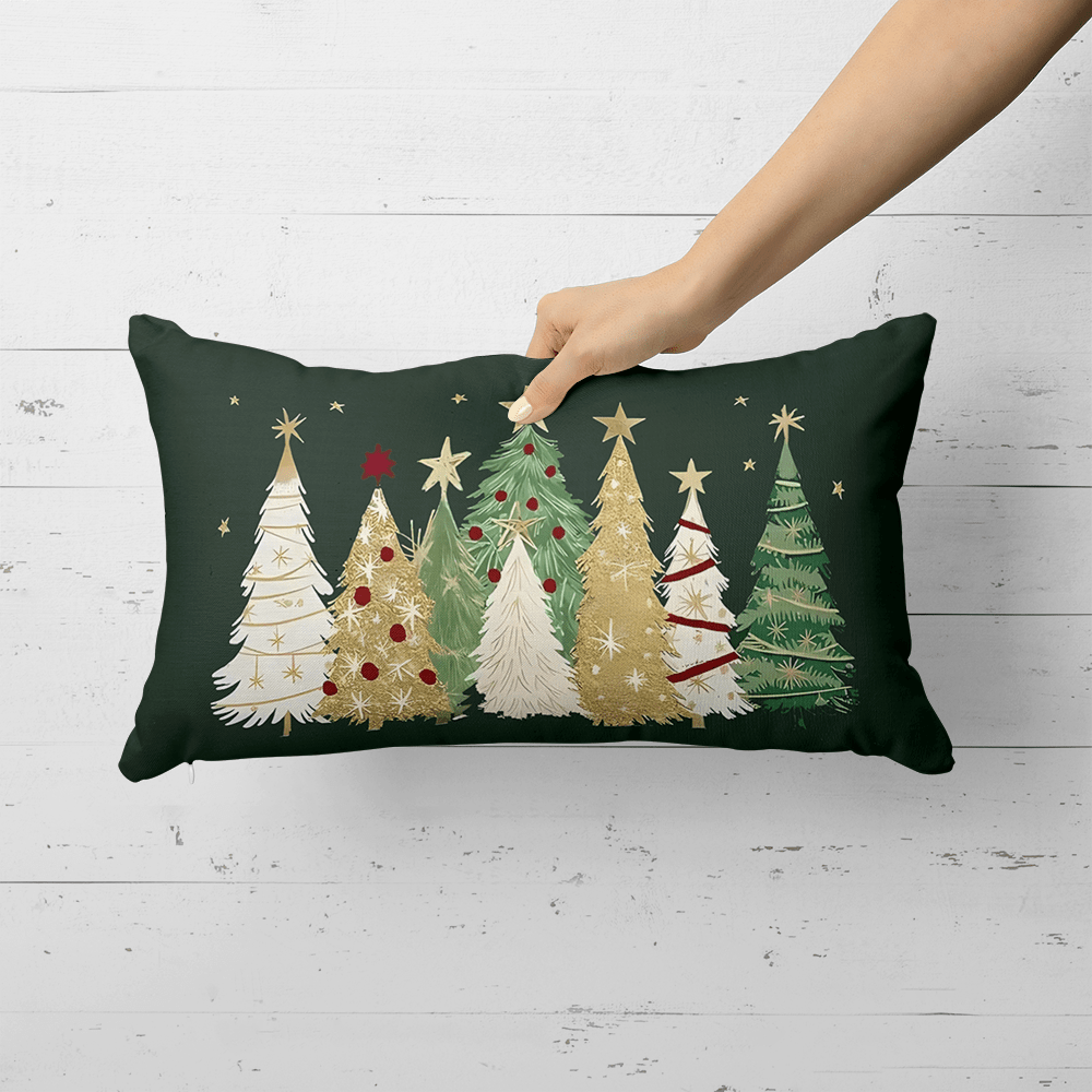 Get 2 Christmas Tree Pillow Covers (1pc), each measuring 50*30cm. These covers are made of green polyester in a contemporary style with a zipper closure. They are machine washable and perfect for decorating your living room or bedroom sofa cushions.