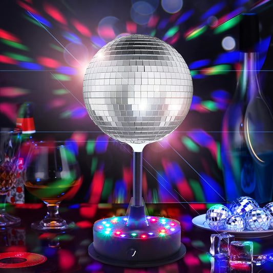 6" Disco Ball Light with Adjustable Rotation (5-9 RPM) - 24 RGB LEDs, USB/Battery Powered, Ideal for Parties, Clubs & Home Décor.