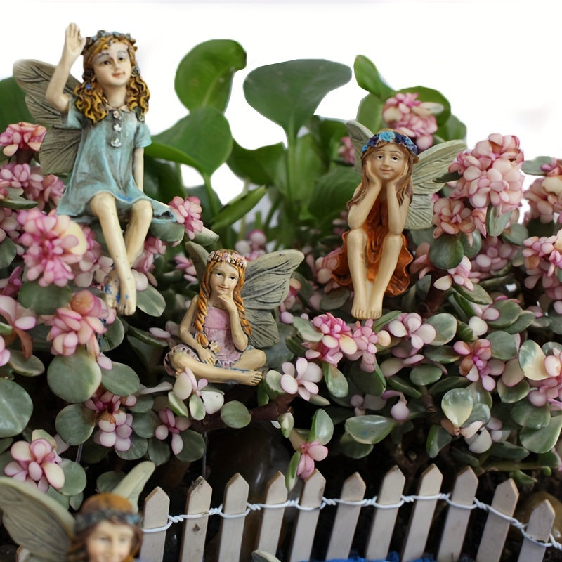 6 resin fairy statues for outdoor gardens, no power required.