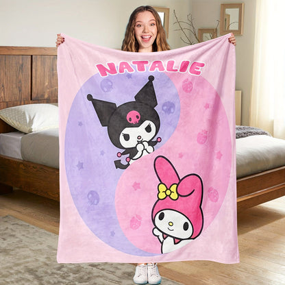 Stay Warm and Cozy with the Sanrio Melody Ultra-Soft Flannel Throw Blanket - Ideal for All Seasons, Featuring a Vibrant Digital Print, Great for Camping or Snuggling Up in Bed