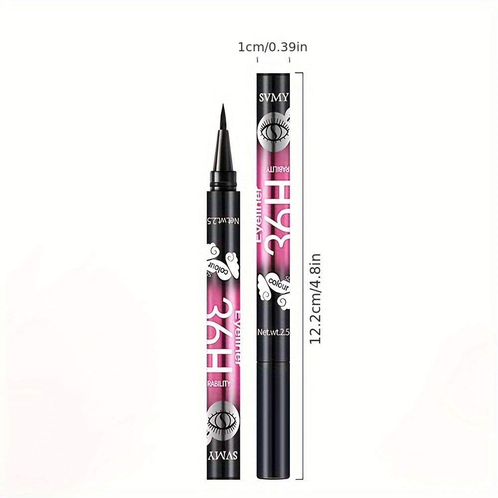 12pcs Extra Slim Black Liquid Eyeliner, Waterproof and Long-lasting